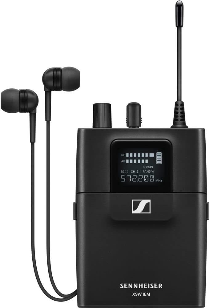 Sennheiser XSW IEM SET Stereo In-Ear Wireless Monitoring System A: 476 to 500 MHz (509146) Bundle with Sennheiser XSW IEM EK Wireless Receiver (A: 476 to 500 MHz) and Auray Carrying Bag