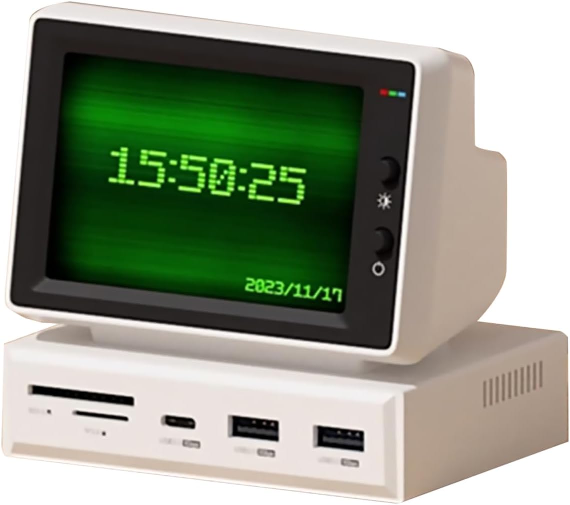 Mini Vintage Portable Monitor, Secondary Screen LCD Display Monitor for PC Laptop, HDMI USB 3.0 Hub SD3.0 TF Card Reader