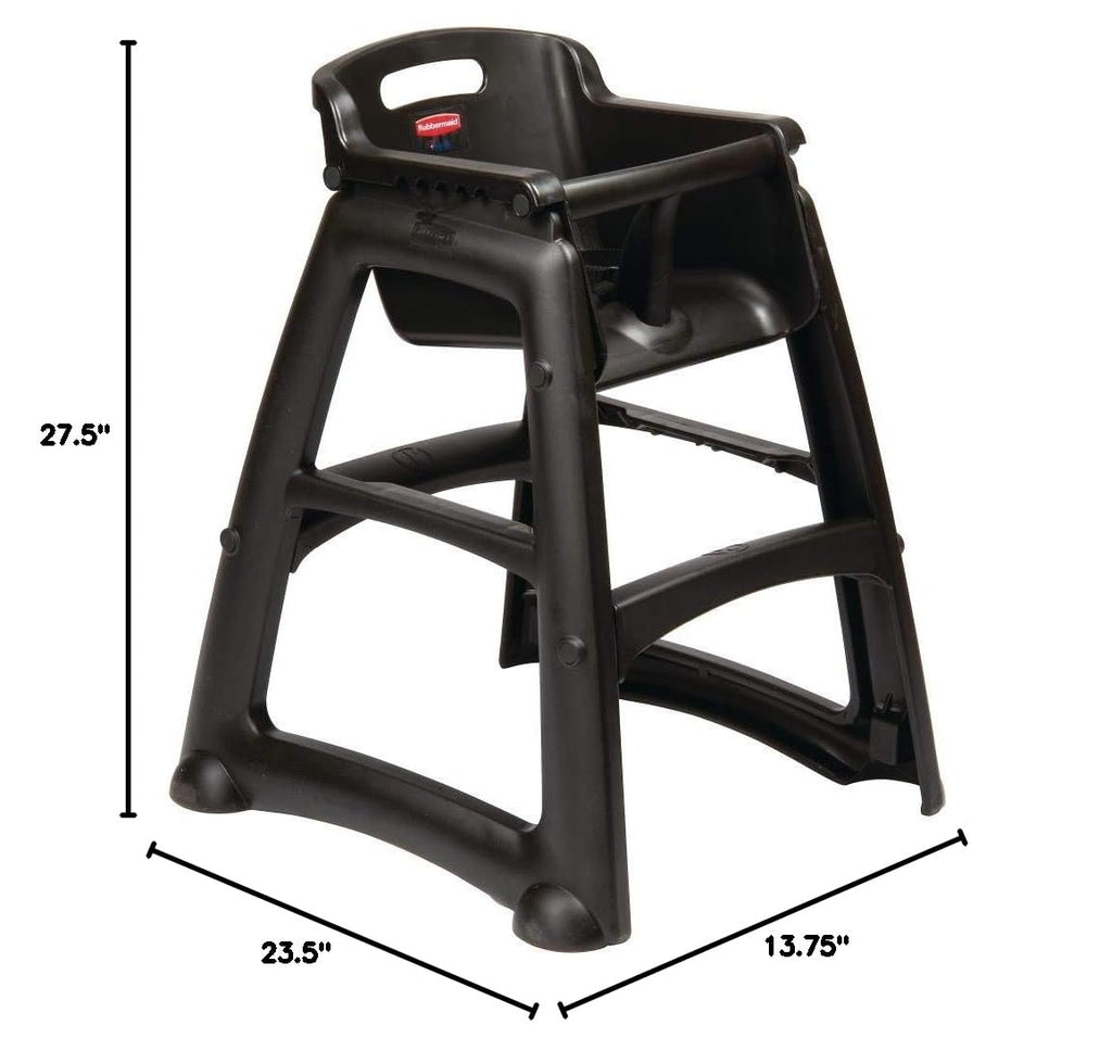 Rubbermaid Commercial Products Sturdy High Chair, 33lb Capacity, Black, Pre-Assmbled Without Wheels, Stackable, Fits Under Table for Child/Baby/Toddler Seating