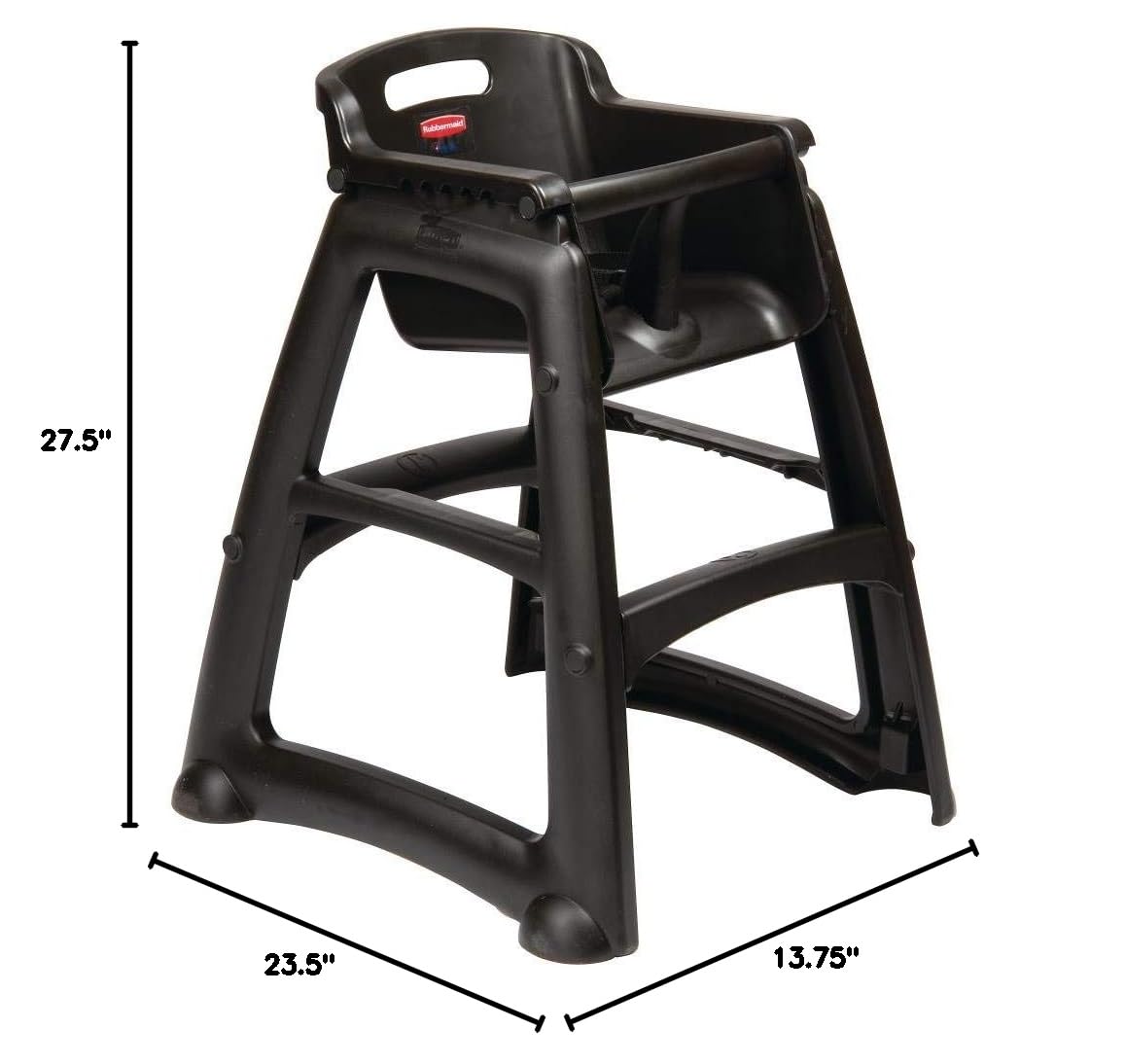 Rubbermaid Commercial Products Sturdy High Chair, 33lb Capacity, Black, Pre-Assmbled Without Wheels, Stackable, Fits Under Table for Child/Baby/Toddler Seating