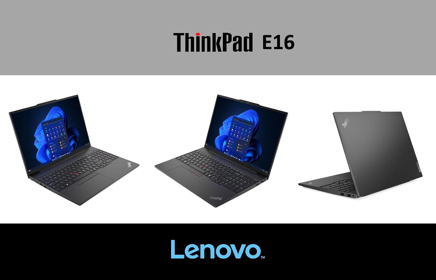 Lenovo ThinkPad E16 Gen 1 Business Laptop 16.0' WUXGA IPS Display 300 nits (AMD Ryzen 5 7530U 6-Core 2.00GHz, 16GB RAM, 512GB PCIe SSD, AMD Radeon, Backlit KYB, FP, WiFi 6, Win11Pro) w/Dockztorm Hub