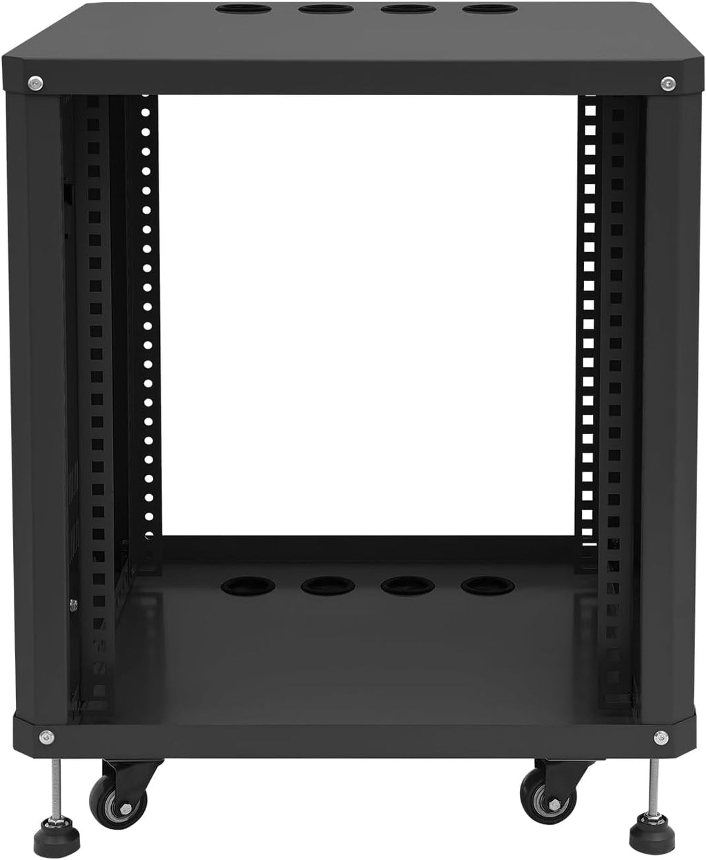 12U Server Rack with Wheels&Leveling Feet, Freestanding Rolling Open Frame IT Network Server Cabinet Rack Shelf for Audio Video Music Recording Computer AV Data & IT Equipment,Black