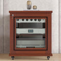 Stylish White & Gold Stereo Cabinet with Wheels, AV Media Stand & Storage Shelves, Wooden Entertainment Center, Perfect for Audio-Video Components & Racks