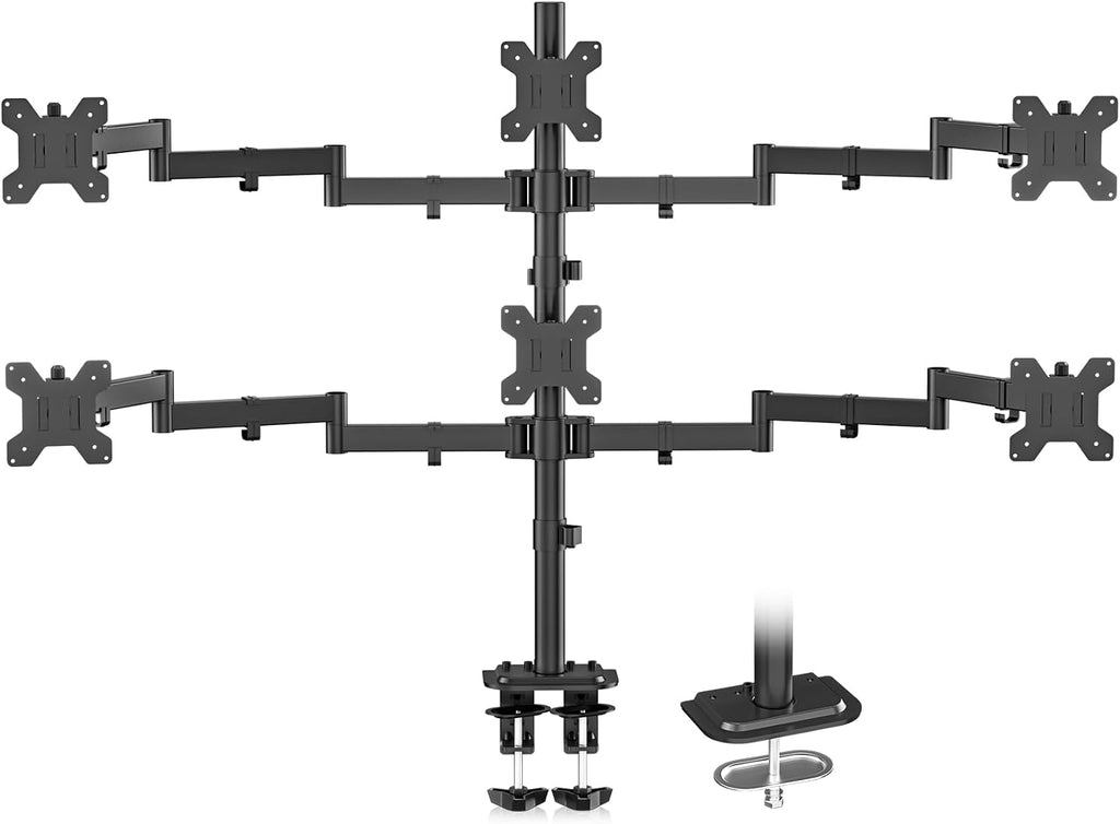 Suptek Hex LED LCD Monitor Stand up Desk Mount Extra Tall 31.5 inch Pole Heavy Duty Fully Adjustable Stand for 6 / Six Screens up to 27 inch (MD68126)