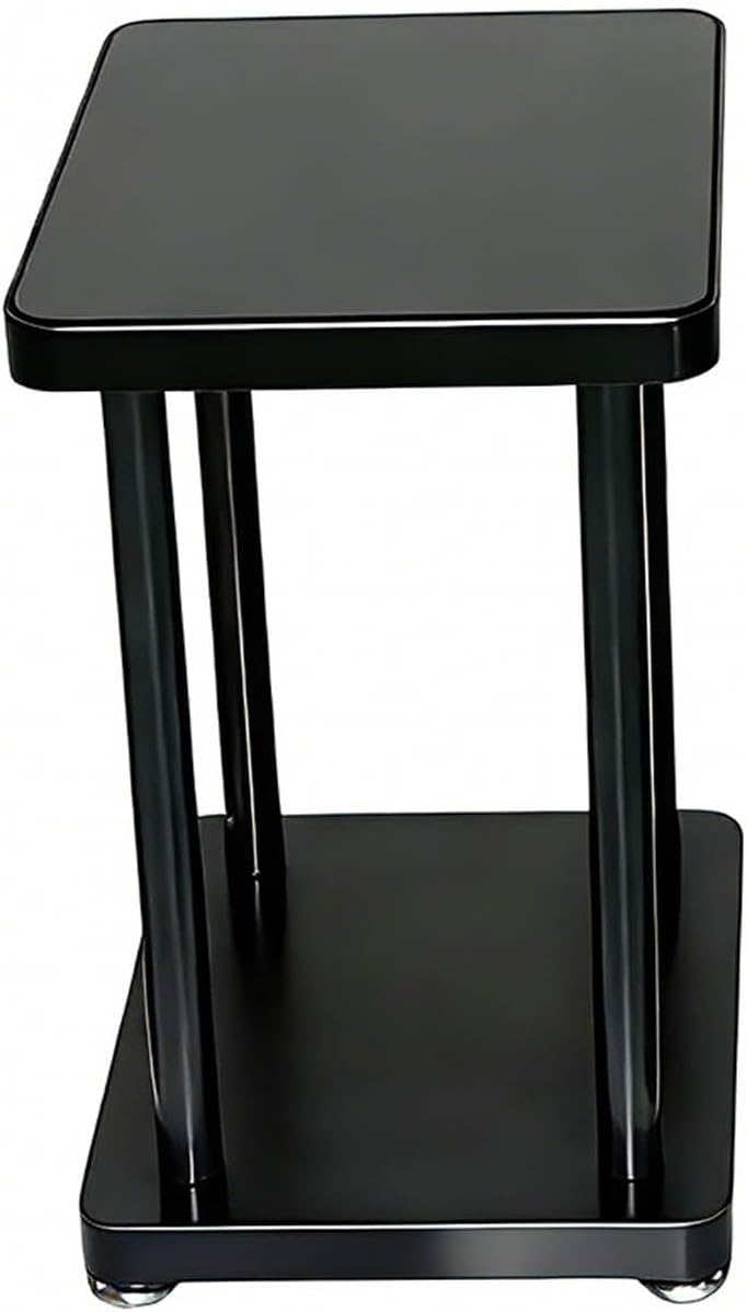 Modern Minimalist Black Speaker Stand Home Audio Dual Shelf Rack Multi-Functional Universal Various Audio Equipment(30 * 25 * 40cm)
