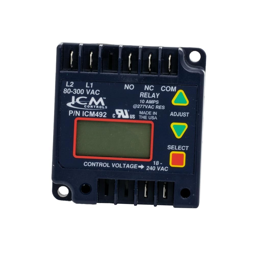 ICM Controls ICM492 Single Phase Voltage Monitor – 80-300 VAC, LCD Display, 5-Fault Memory, Over/Under Voltage & Diagnostics Protection