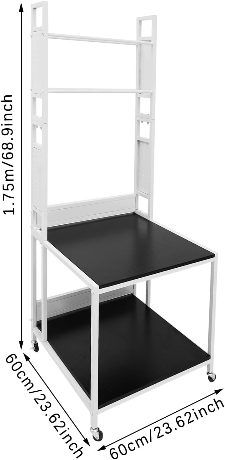 3D Printer Stand with Double Layer,3D Printer Filament Storage Rack-Heavy Duty Mobile Printer Table with Wheels for 3D Printing Station, Office, Workshop (White)