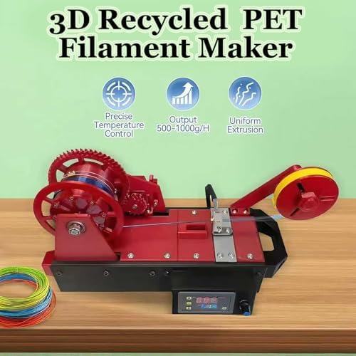 Recycled PET Bottle 3D Printer & Filament Maker, Digital Display, Adjustable Temperature & Speed, Desktop Recycling Machine for Home Use & Families