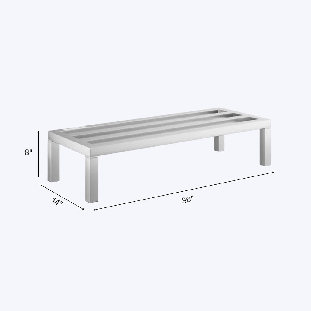 36'' x 14'' x 8'' Aluminum Welded NSF Certified Dunnage Rack - 1350 lb. Capacity, for Restaurant, Storage, Warehouse, Garage