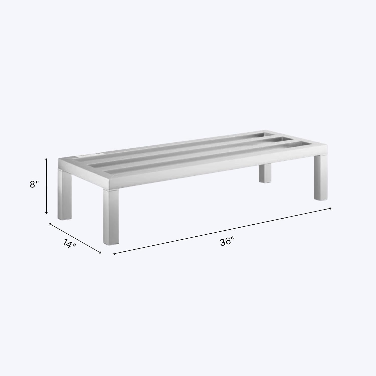 36'' x 14'' x 8'' Aluminum Welded NSF Certified Dunnage Rack - 1350 lb. Capacity, for Restaurant, Storage, Warehouse, Garage