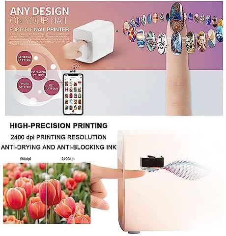 Professional Mini 3D Nail Printer - Portable Mobile Nail Art Machine for Kids, Nail Studios, Manicurists & Nail Enthusiasts - Perfect for Creative Nail Designs, White