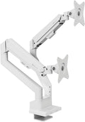 Arozzi Alzare Neo Duo Dual Gas Spring Monitor Arm - 2 Independent Arms, 17':34' Monitors, VESA 75/100, 360 Rotation, Up to 20 lbs Each, Cable Management, C-Clamp & Grommet Included - White