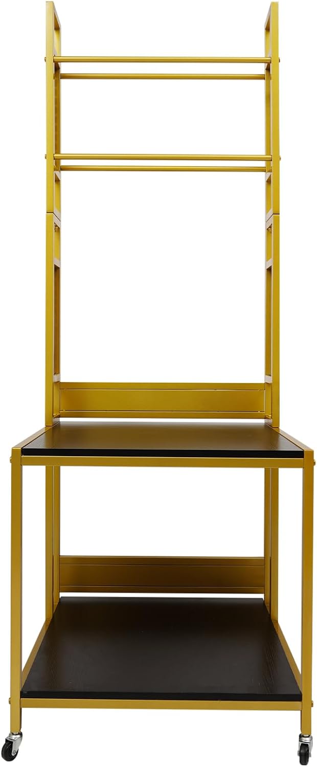 3D Printer Stand with Double Layer,3D Printer Filament Storage Rack-Heavy Duty Mobile Printer Table with Wheels for 3D Printing Station, Office, Workshop (Gold)