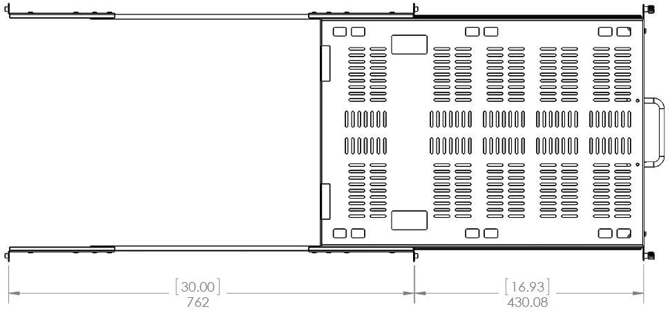 RSF1041LC 1U Rackmount 24 inch deep Vented Sliding Shelf for Industrial 19 inch Server Rack up to 30 inch deep.