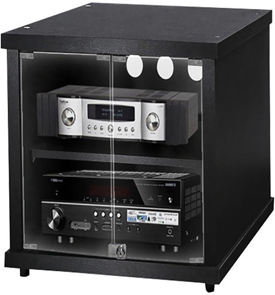 Wooden Media Cabinet & Audio Rack Tower for Record Player, Stereo Stand, Stylish Media Shelf (57.1x55x60cm) - Perfect Storage for Vinyl & Accessories