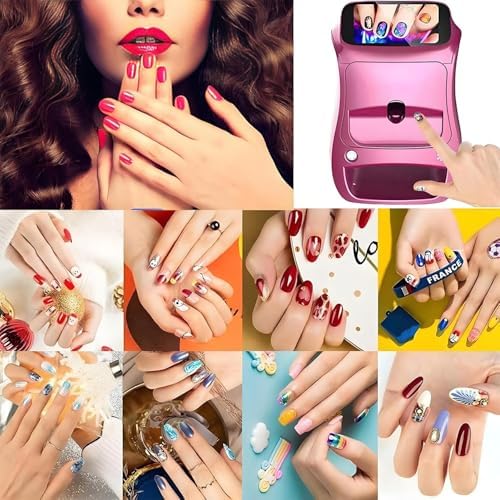Portable 3D Nail Art Printer - Mobile Touch Screen Nail Printer with WiFi/DIY, Fast 10s Printing for Home Use, Ideal Beauty Tool for Girls - Pink Nail Design Machine