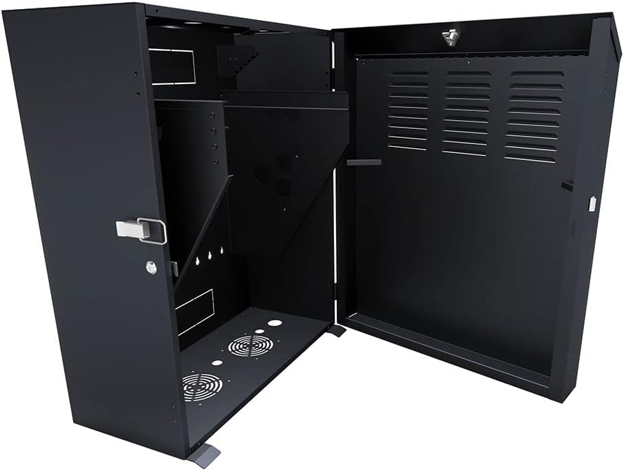 NavePoint 8U Vertical Server Rack Enclosure, Low Profile, 19.6' Deep, Max Weight Capacity 132lbs - 8U Network Cabinet Vertical Wall Mount, Perforated, Black
