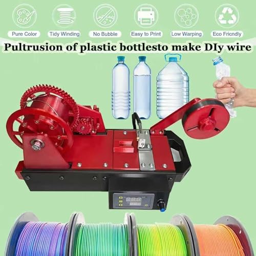 Recycled PET Bottle 3D Printer & Filament Maker, Digital Display, Adjustable Temperature & Speed, Desktop Recycling Machine for Home Use & Families