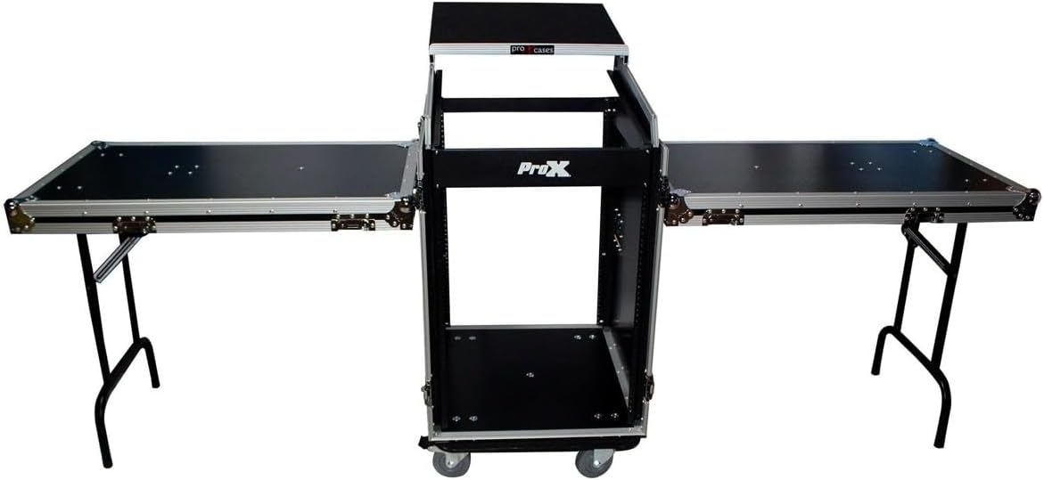 ProX T-16MRSS13ULT Flight Case with Laptop Shelf and Casters for 16U Rack x 13U Top Mixer DJ Combo