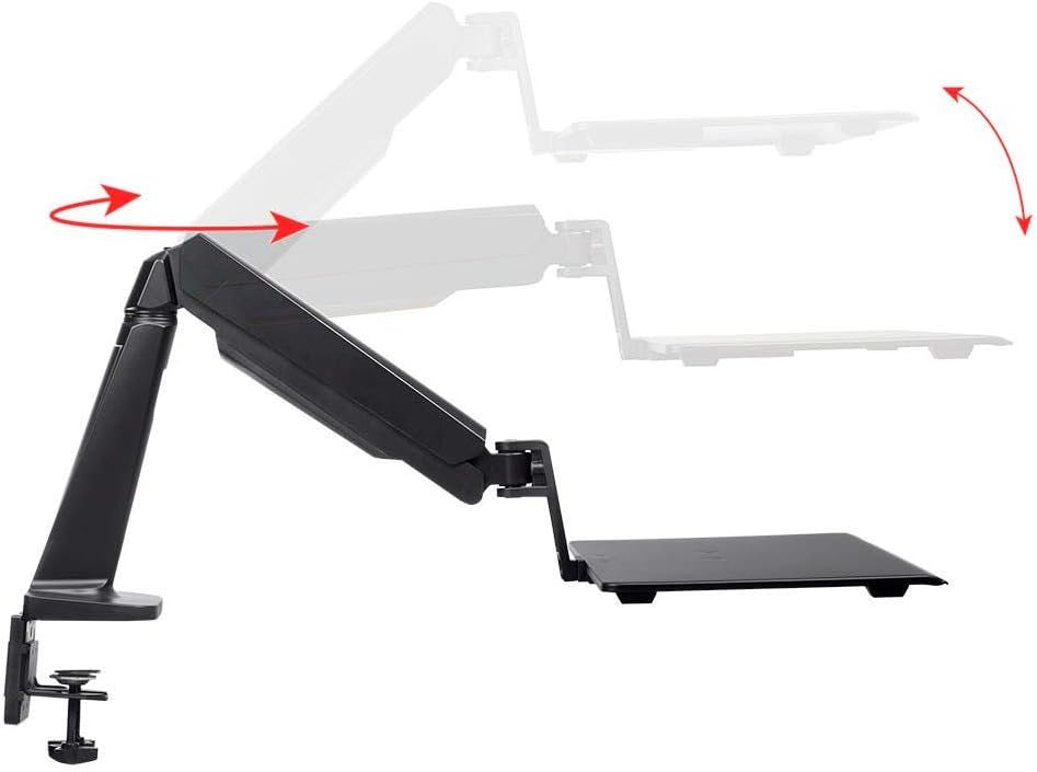Monoprice Ergonomic Sit-Stand Adjustable Workstation Desk Mount, Gas Spring with Full Range Motion for Laptops and Keyboard - Workstream Collection