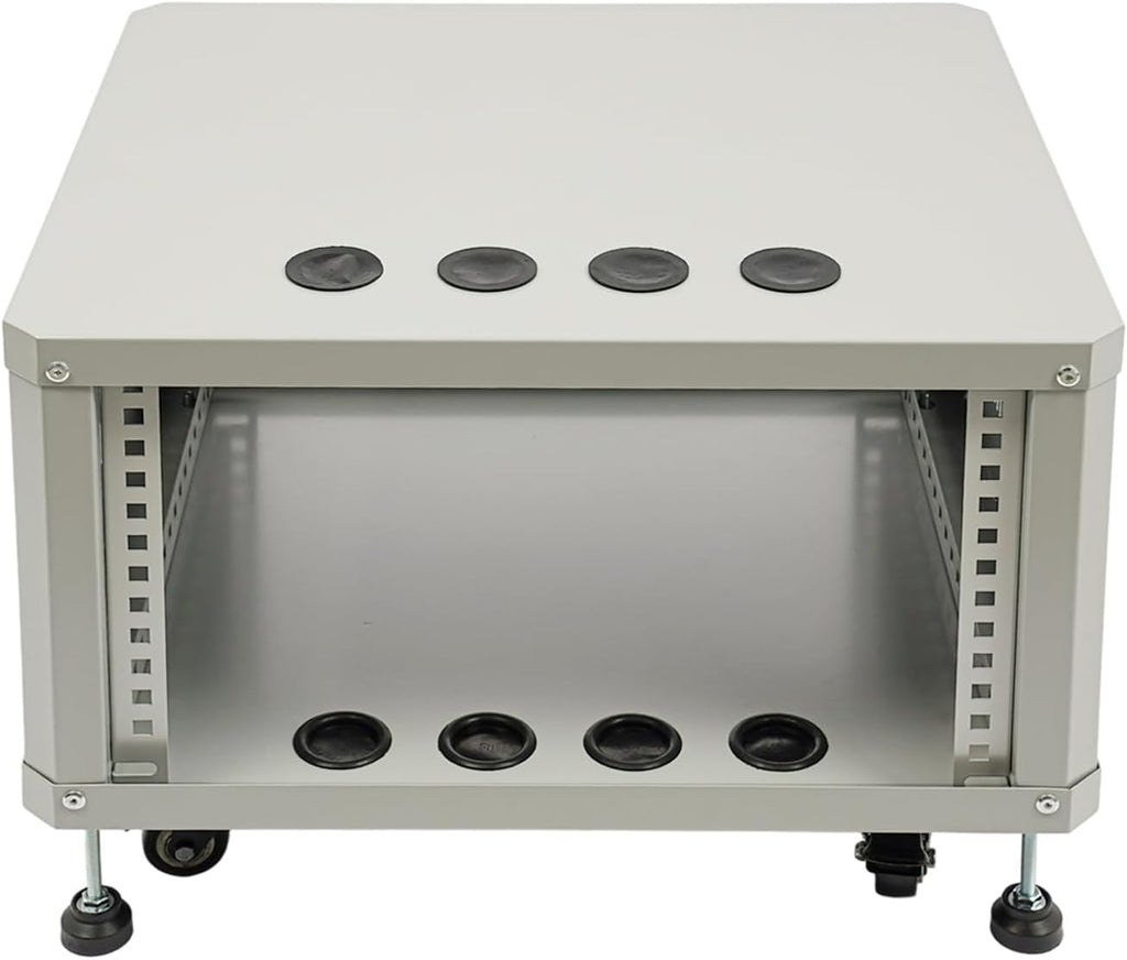 6U Server Rack with Wheels&Leveling Feet, Freestanding Rolling Open Frame IT Network Server Cabinet Rack Shelf for Audio Video Music Recording Computer AV Data & IT Equipment,Grey