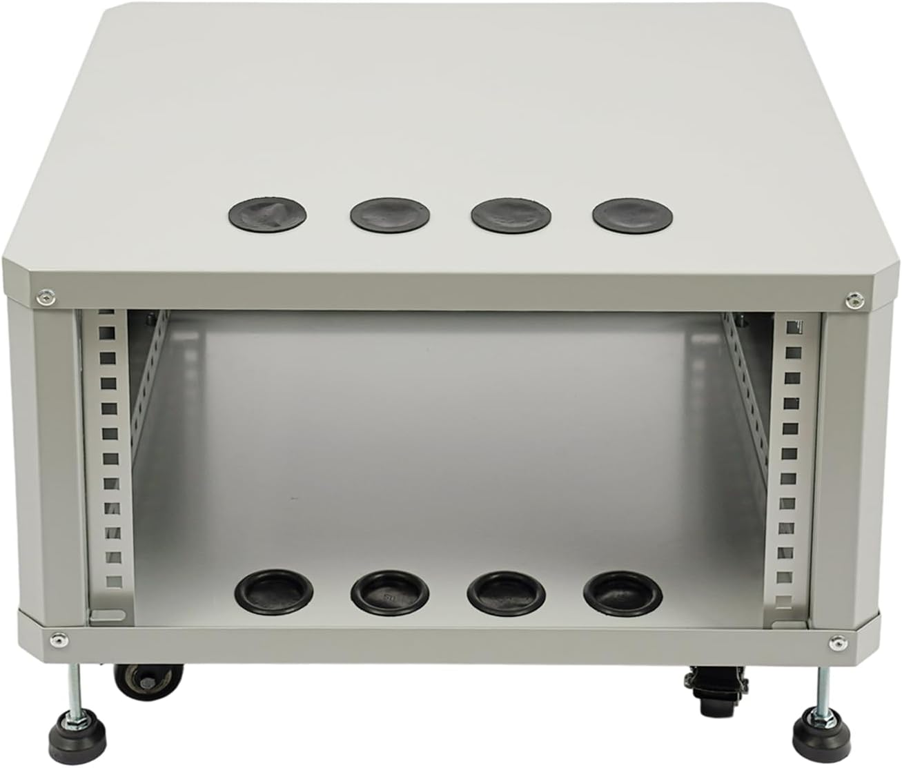 6U Server Rack with Wheels&Leveling Feet, Freestanding Rolling Open Frame IT Network Server Cabinet Rack Shelf for Audio Video Music Recording Computer AV Data & IT Equipment,Grey