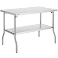 VEVOR Stainless Steel Foldable Work Table, 30 * 48 Inch Heavy Duty Food Outdoor Double Layer Stainless Steel Worktable for Commercial Kitchen Restaurant