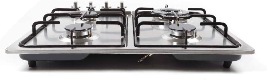 Built-in Gas Cooktop, 4 Burner Gas Hob, Natural Gas Propane Stovetop, 23' Cook Stove with 4 Sealed Burners, Stainless Steel Gas Stove Top with Thermocouple Protection