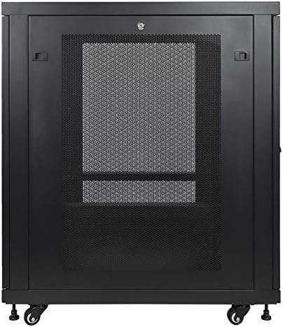 NavePoint 18U Network Cabinet with Wheels 33' Deep, 18U Wall Mount Server Rack with Locking Perforated Door, 19 Inch Rack for IT Equipment, 18U Network Rack Enclosure, 1000lbs Capacity, Black