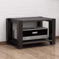 Adjustable 2-Tier Black Wooden Media Storage Cabinet - Corner Shelf AV Stand for Audio/Video Components, HiFi Rack & Amplifier - Entertainment Unit 60x50x40cm