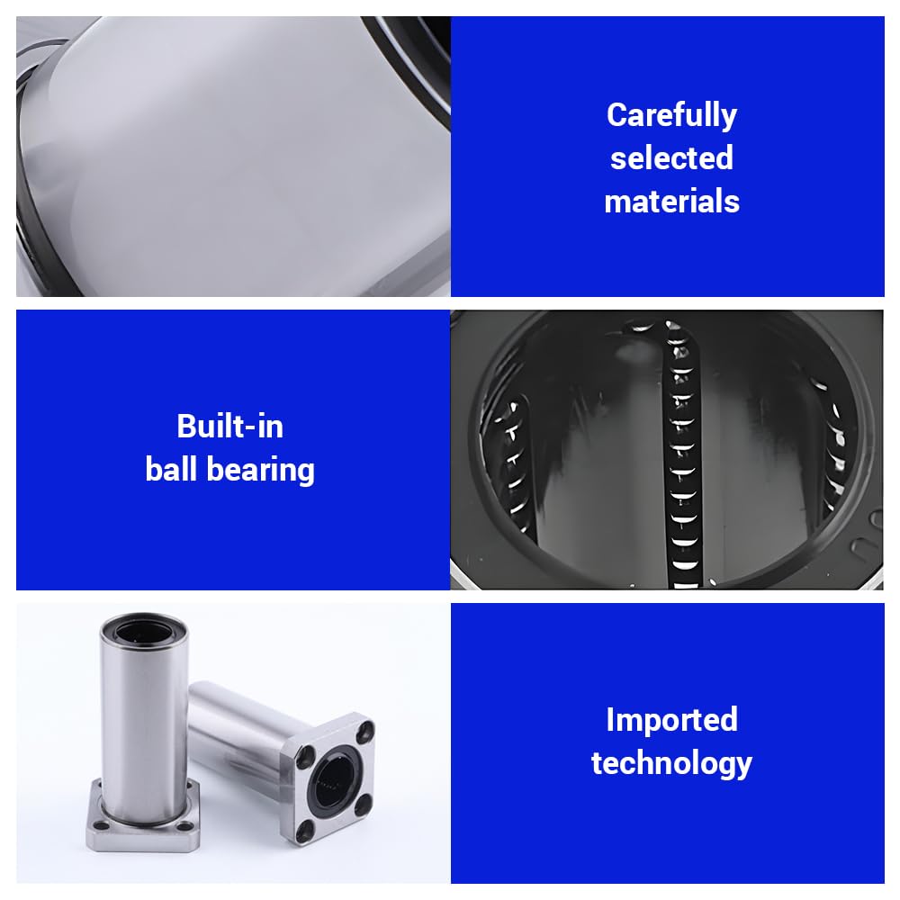 LMK50LUU Square Extra Long Flange Linear Ball Bearings, 50mm Bore Dia, 80mm OD, 192mm Length with Double Side Rubber Seal for CNC,3D Printer 1PCS