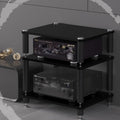 HiFi Rack 3 Tier AV Media Stand Wood Shelf, Record Player Stand Stereo Cabinet, Audio Tower, Media Console Storage Shelf, Audio Video Components (Black, 3-Tier(60x48x60cm))