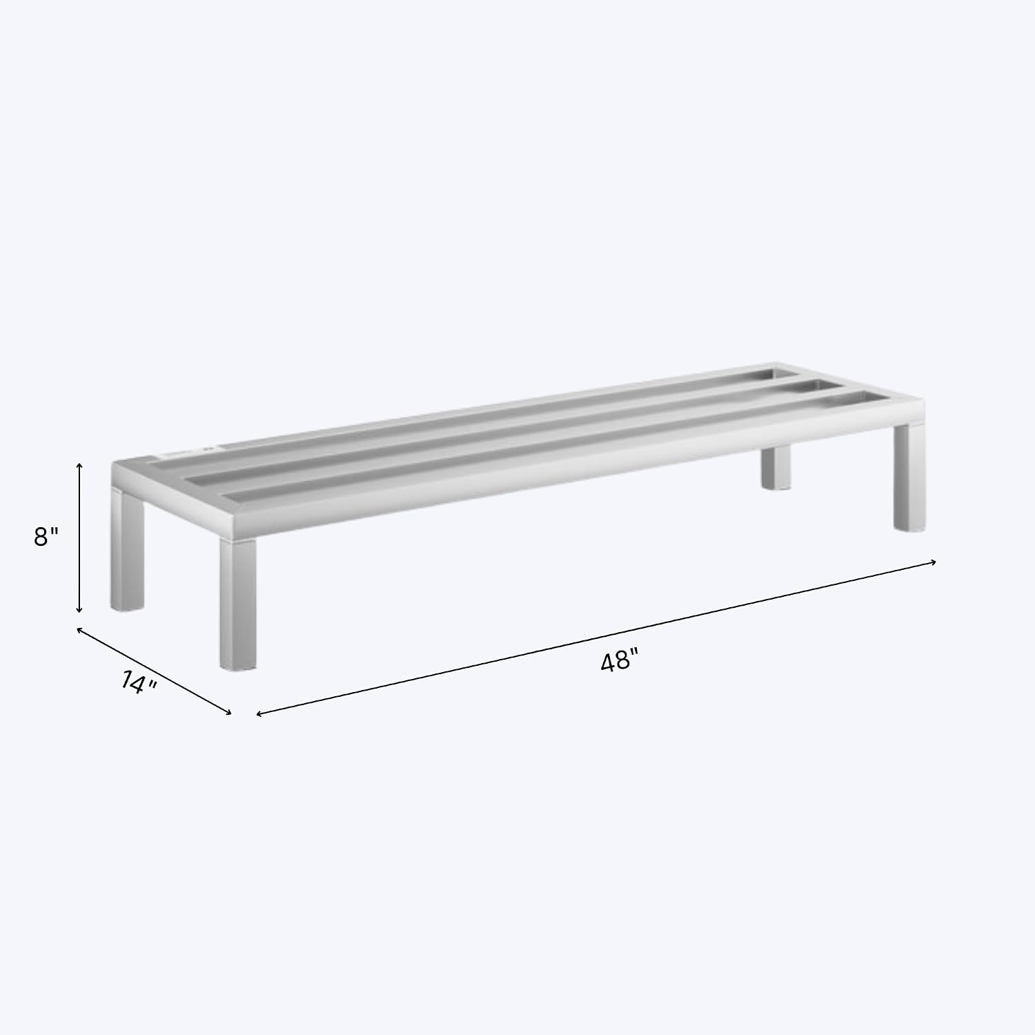 48'' x 14'' x 8'' Aluminum Welded NSF Certified Dunnage Rack - 1400 lb. Capacity, for Restaurant, Storage, Warehouse, Garage