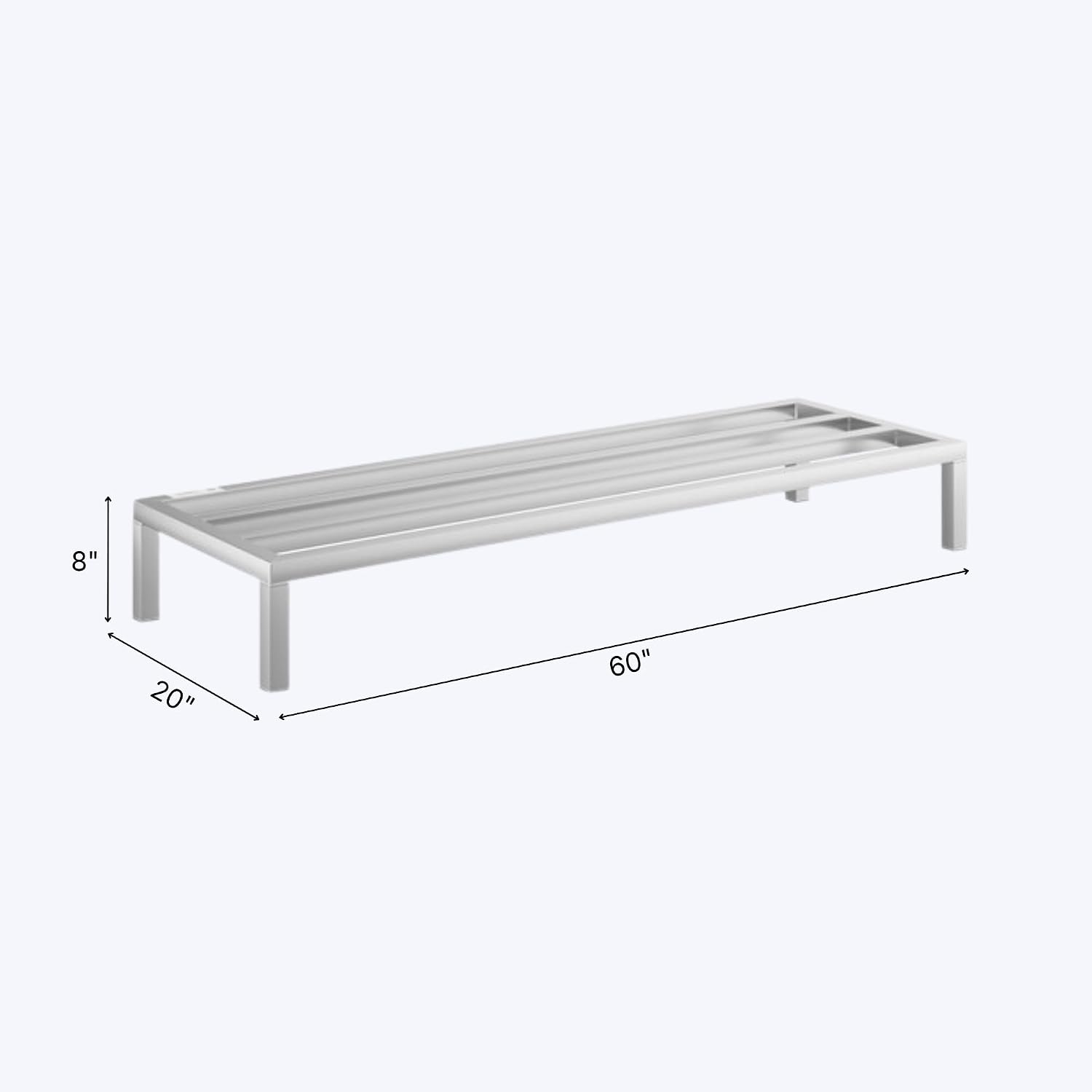60'' x 20'' x 8'' Aluminum Welded NSF Certified Dunnage Rack - 1740 lb. Capacity, for Restaurant, Storage, Warehouse, Garage