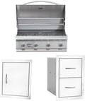 Bullet by Bull Stainless Steel Outdoor Kitchen Grill Set - Built-In Liquid Propane Grill -BBQ Kitchen Island Bundle - Includes 4 Burner Grill, Side Burner Single Access Door & Double Storage Drawer