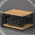 HiFi Rack 3 Tier AV Media Stand Wood Shelf, Record Player Stand Stereo Cabinet, Audio Tower, Media Console Storage Shelf, Audio Video Components (Walnut, 2-Tier(60x48x40cm))