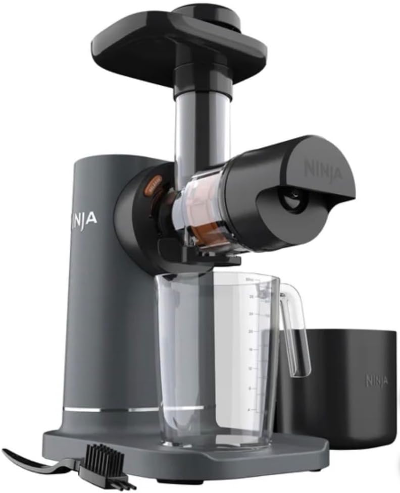 Ninja Neverclog Cold Press Juicer, 32oz Capacity, Total Pulp Control, 3X Quieter, Easy to Clean, 150W, Wellness Shots, Nutrient-Rich Drinks