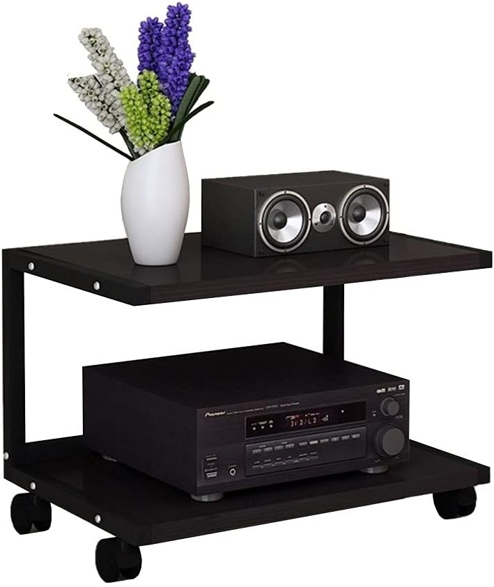 Entertainment Center Shelves Audio Bracket Speaker Cabinet with Pulley Floor Audio Bracket Media Equipment Rack Speaker Bracket Shelf Bookshelf 2 Layers Suitable for DVD players, cable boxes ( Color :