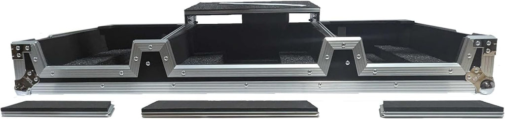 Harmony Cases HCCDJ3000DJMA9WLT DJ Flight Case Compatible with Pioneer CDJ-3000 & DJM-A9 4 CH with Laptop Shelf, Wheels and Adjustable Foam Velcro Inserts - Black