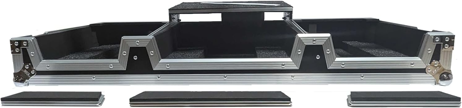 Harmony Cases HCCDJ3000DJMA9WLT DJ Flight Case Compatible with Pioneer CDJ-3000 & DJM-A9 4 CH with Laptop Shelf, Wheels and Adjustable Foam Velcro Inserts - Black