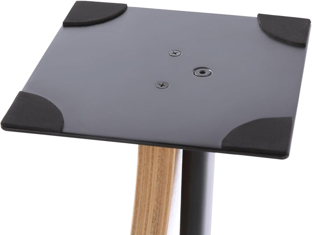 EXIMUS One Pair Fixed Height Universal Speaker Floor Stands with Real Wood - Oak - 290 Series