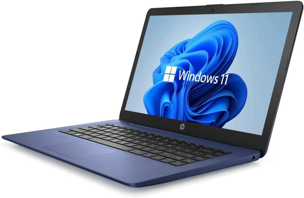 HP 14' HD Touchscreen Laptop, Windows 11, Intel Celeron Dual-Core Processor Up to 2.60GHz, 4GB RAM, 64GB SSD, Webcam, Dale Blue (Renewed)