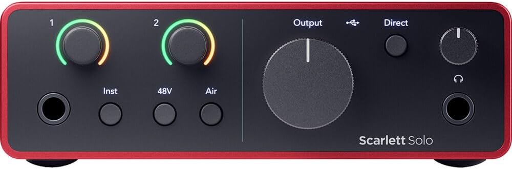 Focusrite Scarlett Solo 4G with Zoom ZDM-1 Dynamic Podcast and Vocal Microphone, StreamEye Cans50 Studio Headphones, Microphone Boom Arm, XLR Cable and Pop Filter Recording Bundle
