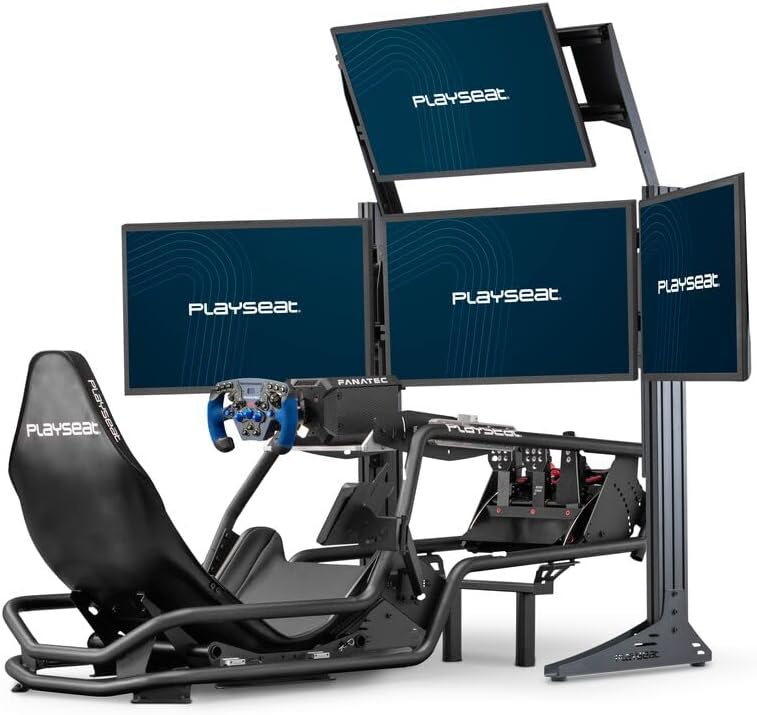 Playseat Triple Monitor Stand XL Multi3 | Floor TV Stand for up to 4 Screens | Supports TVs and PC Monitors | Sturdy & Stable | Height & Distance Easily Adjustable