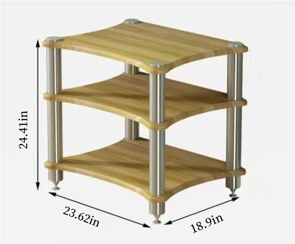 2/3/4 Tier Audio Rack, Open Air Design, Media Cabinet with Metal Frame, Audio Component Rack, Audio Rack Cabinet for Server and AV Equipment(Light Walnut,24.41 * 23.62in)