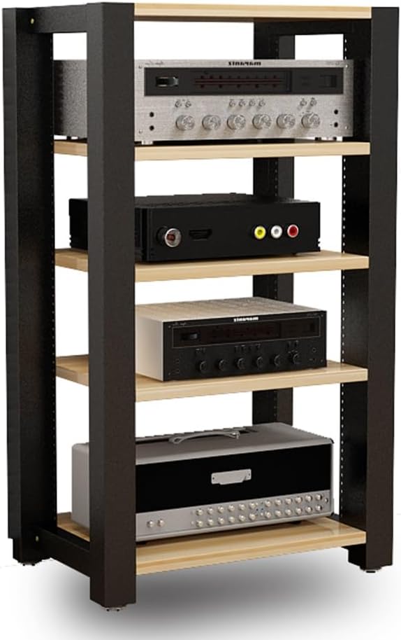 Adjustable 3-Tier Walnut Media Storage Cabinet - Corner AV Stand for Audio/Video Components, HiFi Rack & Entertainment Amplifier Shelf, Perfect for Home Theater (60x50x60cm)