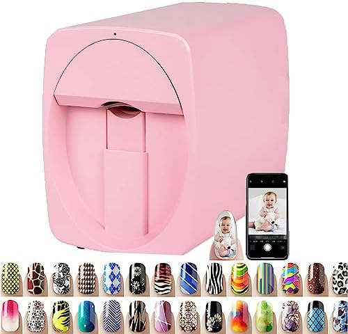 Professional 3D Nail Printer Mini Printer for Nails, Multifunction Portable Mobile Nail Painting Machine for Kid/Nail Studio/Manicurist/Nail Lovers,White