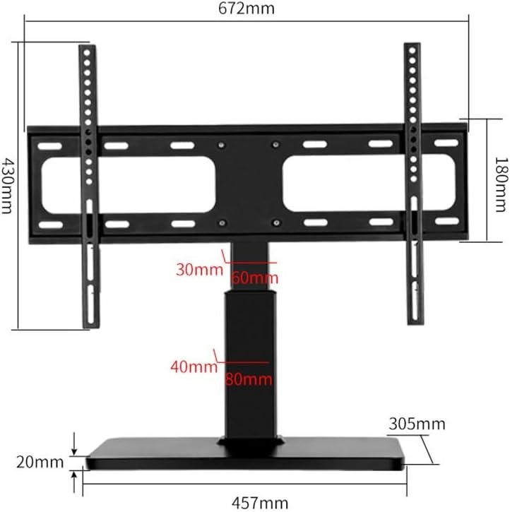 Cabinet Table Base for 32' - 60' Tv Adjustable Heights Swivel 90° Tabletop Pedestal Tv Bracket Mount Holds 35KgB