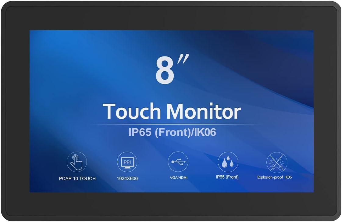GreenTouch 8 Inch Open Frame 1024x600 HDMI PCAP Touch Monitors for Consumer, Retail POS, and Hospitality Markets