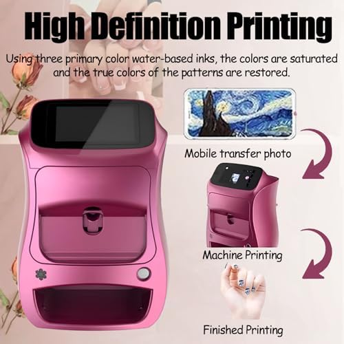 Nail Art Printer, 3D Nail Art Printer Machine, Wireless & Automatic Nail Art Machine, 10s Quick Printing, for Girls' Home Nails